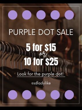5/$15 or 10/$25 on all listings with a purple dot 🟣